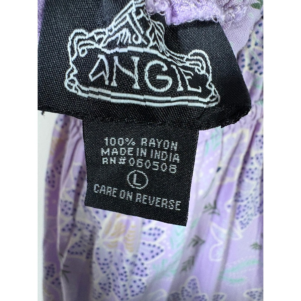 Angie Purple Floral Maxi Dress Large Boho Tiered Rayon Tie Front Cutout Summer - Picture 3 of 4